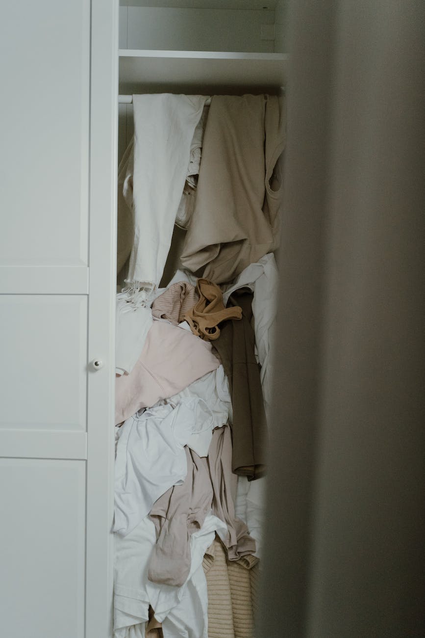 photo of a messy wardrobe